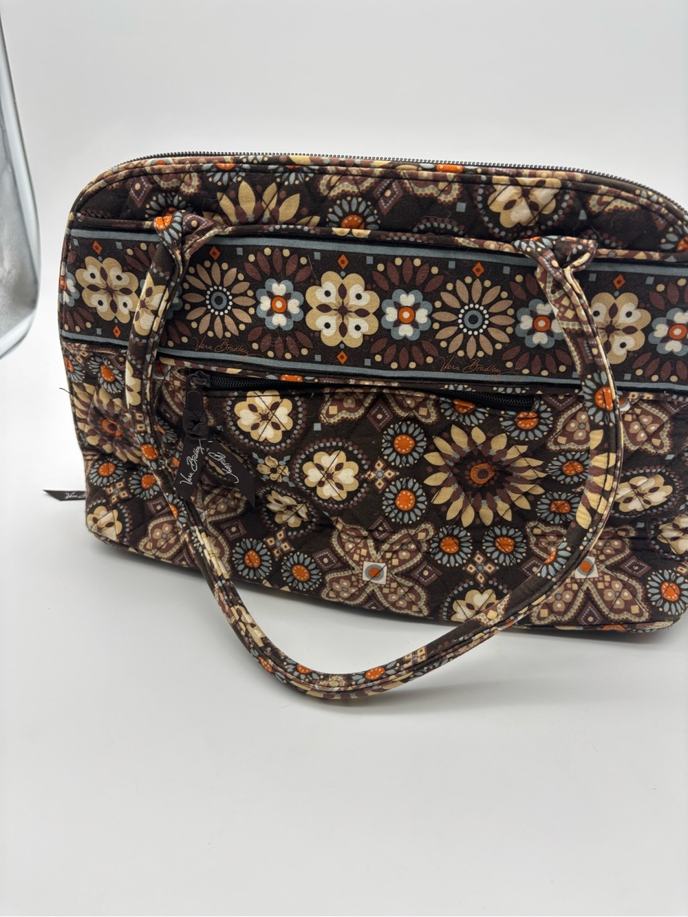 Vera Bradley Brown Floral Quilted Shoulder Bag